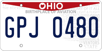 OH license plate GPJ0480