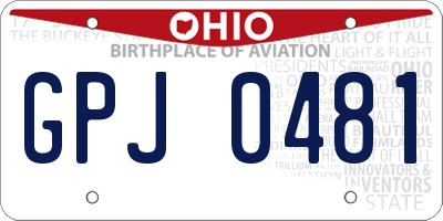 OH license plate GPJ0481