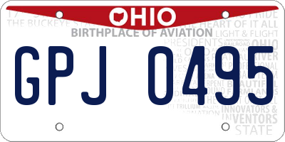 OH license plate GPJ0495