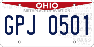 OH license plate GPJ0501