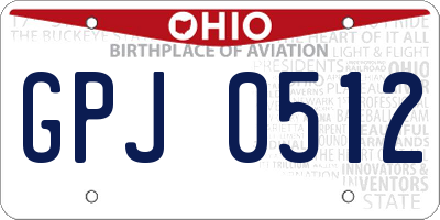 OH license plate GPJ0512