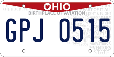 OH license plate GPJ0515