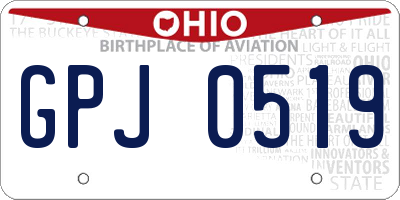 OH license plate GPJ0519