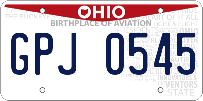 OH license plate GPJ0545