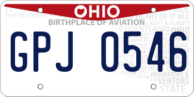 OH license plate GPJ0546