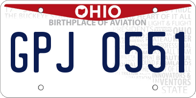 OH license plate GPJ0551