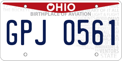 OH license plate GPJ0561