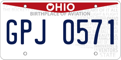 OH license plate GPJ0571