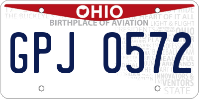 OH license plate GPJ0572