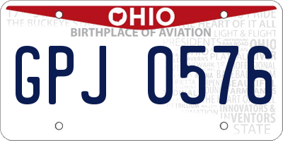 OH license plate GPJ0576