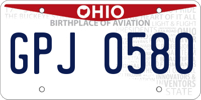 OH license plate GPJ0580