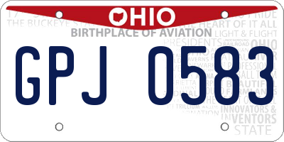 OH license plate GPJ0583