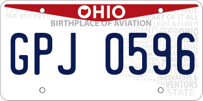 OH license plate GPJ0596