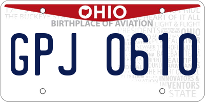 OH license plate GPJ0610