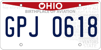 OH license plate GPJ0618