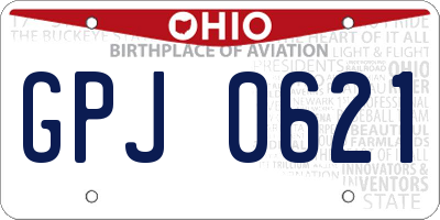 OH license plate GPJ0621