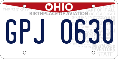 OH license plate GPJ0630