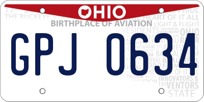 OH license plate GPJ0634