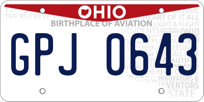 OH license plate GPJ0643