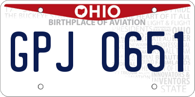 OH license plate GPJ0651