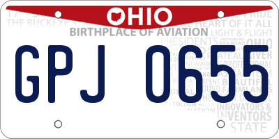 OH license plate GPJ0655