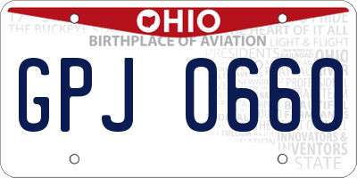 OH license plate GPJ0660