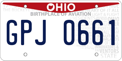 OH license plate GPJ0661