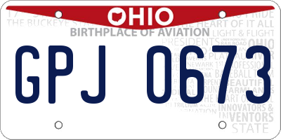 OH license plate GPJ0673