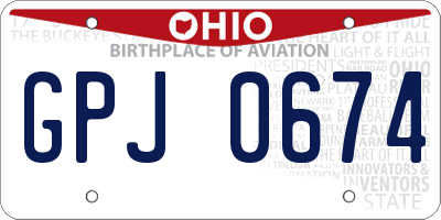 OH license plate GPJ0674