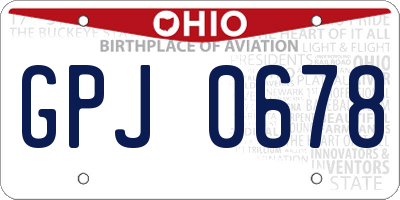 OH license plate GPJ0678