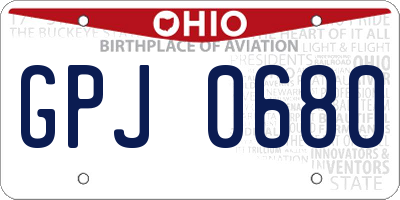 OH license plate GPJ0680