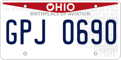 OH license plate GPJ0690