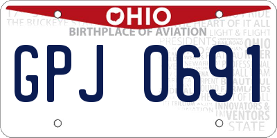 OH license plate GPJ0691