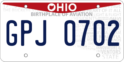 OH license plate GPJ0702