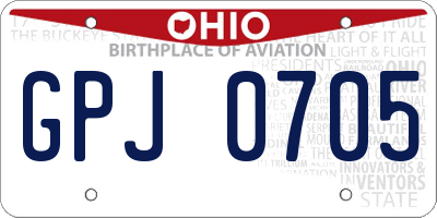 OH license plate GPJ0705