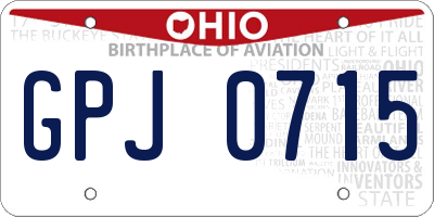 OH license plate GPJ0715