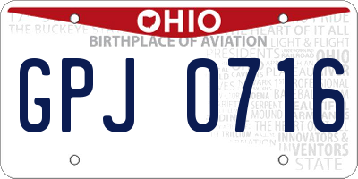 OH license plate GPJ0716
