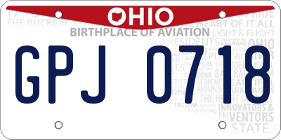 OH license plate GPJ0718