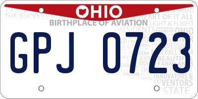OH license plate GPJ0723