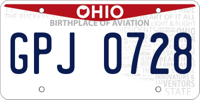 OH license plate GPJ0728
