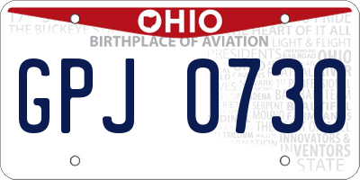 OH license plate GPJ0730