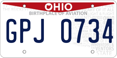 OH license plate GPJ0734