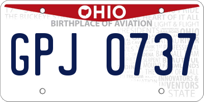 OH license plate GPJ0737