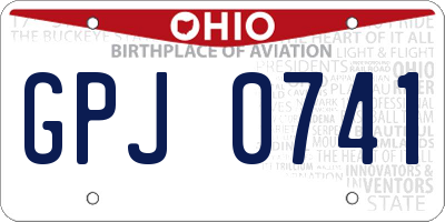 OH license plate GPJ0741