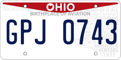 OH license plate GPJ0743