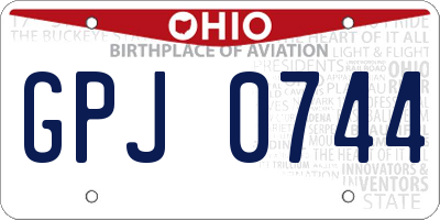 OH license plate GPJ0744