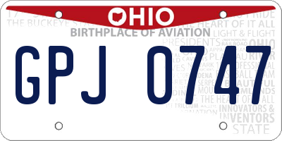 OH license plate GPJ0747