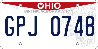 OH license plate GPJ0748