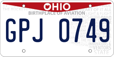 OH license plate GPJ0749