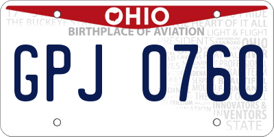 OH license plate GPJ0760
